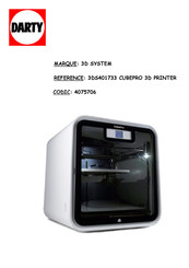 3D Systems CubePro 3D Manuel De L'utilisateur