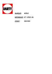 Miele KT 12720 SD Notice D'utilisation Et De Montage