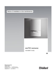 Vaillant ecoTEC exclusive VCW 266/5-7 Notice D'installation Et De Maintenance