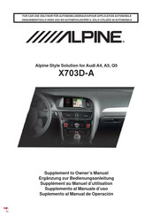 Alpine X703D-A Supplément Au Manuel