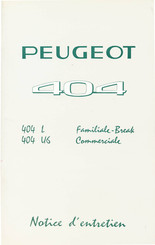 PEUGEOT 404 U6 Notice D'entretien