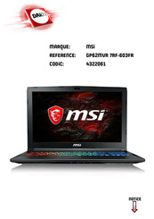 MSI GP62MVR 6RF-087FR Manuel D'utilisation