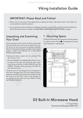 Viking RDMOR200SS Guide D'installation