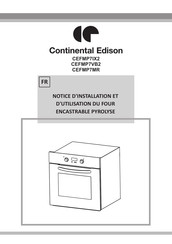 CONTINENTAL EDISON CEFMP7VB2 Notice D'installation Et D'utilisation