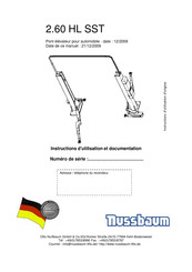 Nussbaum 2.60 HL SST Instructions D'utilisation Et Avertissements