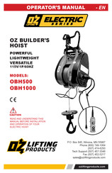 OZ Lifting Products ELECTRIC Série Manuel De L'opérateur