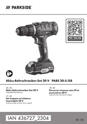 Parkside PABS 20-Li G8 Traduction Des Instructions D'origine