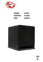 Klipsch R-110SW Notice D'utilisation