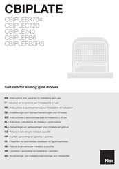 Nice CBIPLATE CBIPLERB5HS Instructions Et Avertissements Pour L'installation Et L'utilisation