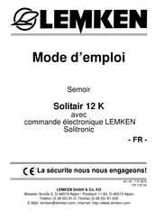 LEMKEN Solitair 12 K Mode D'emploi