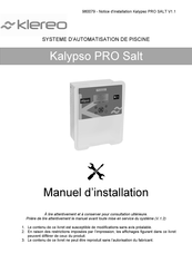 Klereo Kalypso PRO SALT Manuel D'installation