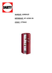 Gorenje RF 62308 OR Notice D'utilisation