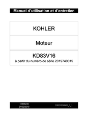 Kohler KD83V16 Manuel D'utilisation Et D'entretien