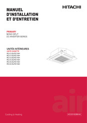 Hitachi PRIMAIRY MONO SPLIT DC-INVERTER RCI-6.5UFE1NH Manuel D'installation Et D'entretien