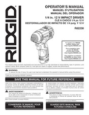 RIDGID R82238 Manuel D'utilisation