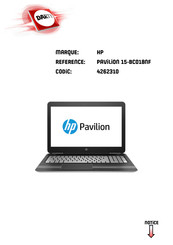 HP Pavilion 15-BC018NF Manuel De L'utilisateur