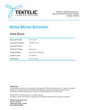 TEKTELIC COMMUNICATIONS KONA MICRO T0008080 Mode D'emploi