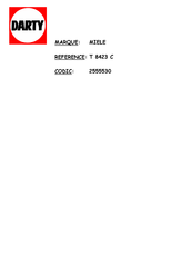 Miele T 8423 C Mode D'emploi