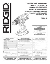 RIDGID R860010 Manuel D'utilisation