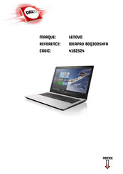 Lenovo IDEAPAD 80Q3005HFR Guide De L'utilisateur