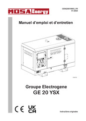 Mosa GE 20 YSX Manuel D'emploi Et D'entretien