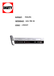 Philips DVD 755 VR Mode D'emploi