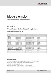 Binder UFV500-230V Mode D'emploi