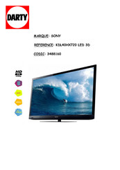 Sony BRAVIA KDL40HX720 Mode D'emploi