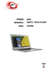 Acer SWIFT 3 SF314-51-357V Manuel D'utilisation