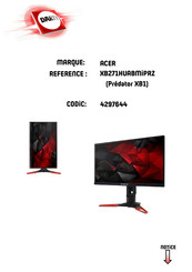 Acer Predator XB1 Manuel De L'utilisateur