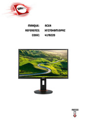 Acer XF270HBMJDPRZ Manuel De L'utilisateur