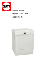 Brandt EFE 8310 F Guide D'installation & D'utilisation