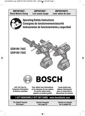 Bosch GSR18V-755C Consignes De Fonctionnement/Sécurité