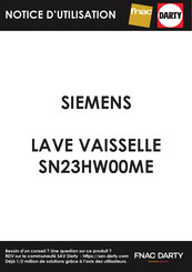 Siemens SN23HW00ME Manuel D'utilisation