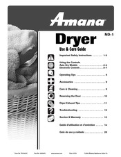 Amana NDE2335AYW Guide D'utilisation Et D'entretien