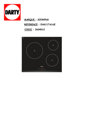 Siemens EH611TA16E Notice D'utilisation