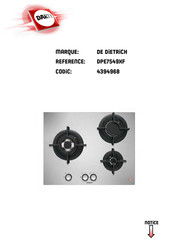 De Dietrich DPE7549XF Guide D'installation Et D'utilisation