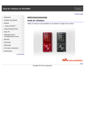 Sony Walkman NWZ-E455 Guide De L'utilisateur