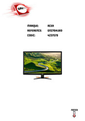 Acer GN276HLBID Manuel D'utilisation