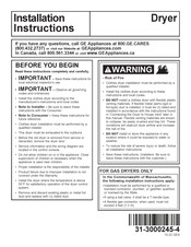 GE Profile PTW905BPTRS Instructions D'installation