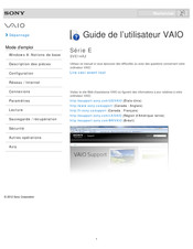 Sony VAIO E Série Guide De L'utilisateur