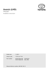 Toyota PZ445-00334-00 Instructions D'installation