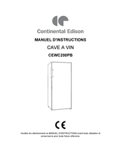 CONTINENTAL EDISON CEWC200PB Manuel D'instructions