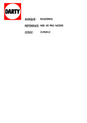 Rosieres RBI65PRO Notice D'emploi Et D'installation