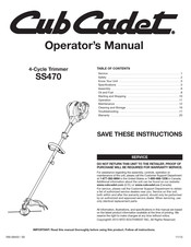 Cub Cadet SS470 Manuel De L'opérateur