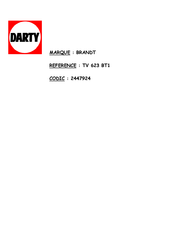 Brandt TV 623 BT1 Guide D'installation Et D'utilisation