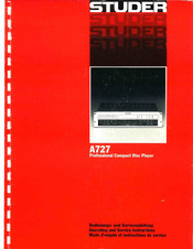 Studer A727 Mode D'emploi Et Instructions De Service