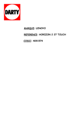 Lenovo IdeaCentre Horizon 27 Serie Guide D'utilisation