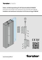 Forster Presto 917683-84 Instructions De Montage Et De Maintenance