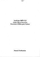 Lexicon MPX G2 Manuel D'utilisation